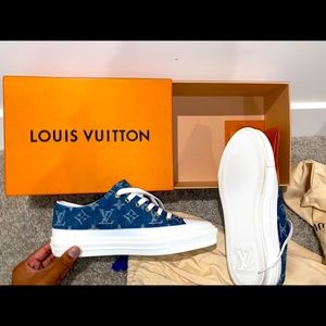 Louis Vuitton Blue and White Jean Sneakers